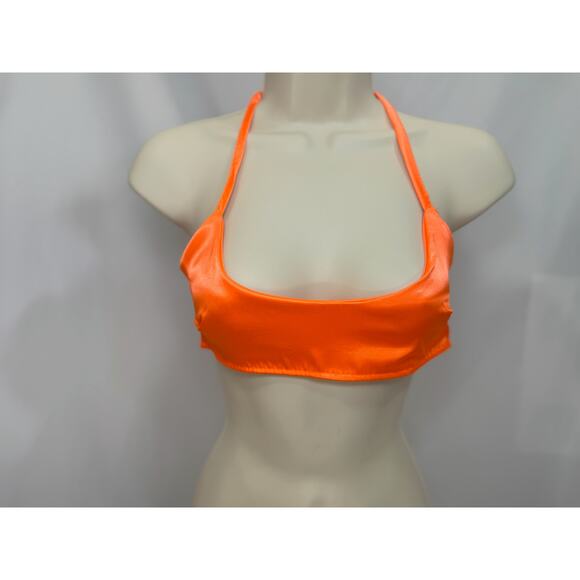 NWT PrettyLittleThing Neon Orange Satin Crop Top- Size US 4 / UK 8 - Picture 9 of 15